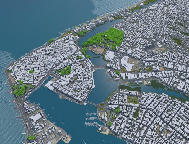 Cartagena city Bolivar Colombia 22km 3D Model .c4d .max .obj .3ds .fbx .stl .blend 