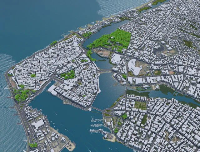 Cartagena city Bolivar Colombia 22km 3D Model .c4d .max .obj .3ds .fbx .stl .blend 