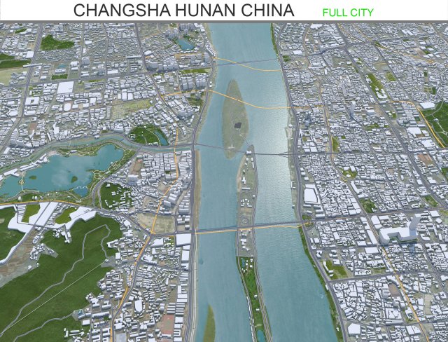 Changsha city Hunan China 60km 3Dモデル .c4d .max .obj .3ds .fbx .stl .blend 