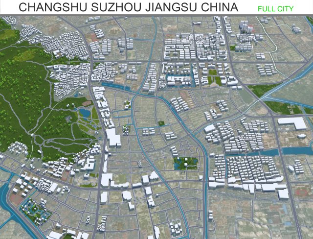 Changshu city Suzhou Jiangsu China 50km 3D Model .c4d .max .obj .3ds .fbx .stl .blend 