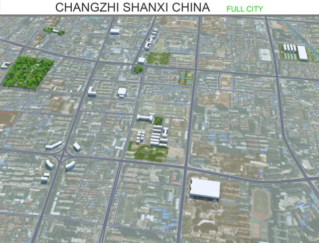 Changzhi city Shanxi China 40km 3D Model .c4d .max .obj .3ds .fbx .stl .blend 