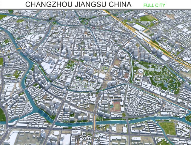 Changzhou city Jiangsu China 75km Modelo 3D .c4d .max .obj .3ds .fbx .stl .blend 