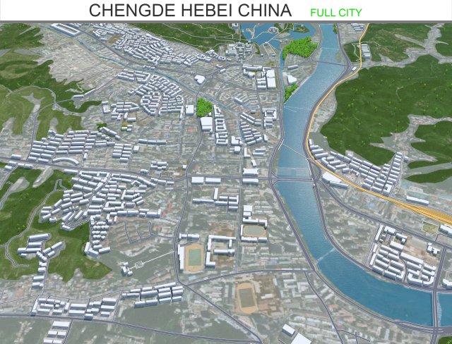 Chengde city Hebei China 45km 3D Model .c4d .max .obj .3ds .fbx .stl .blend