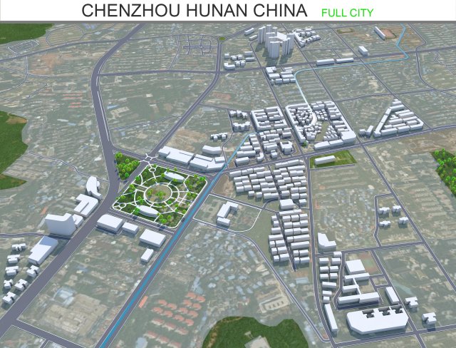 Chenzhou city Hunan China 25km 3D-Modell .c4d .max .obj .3ds .fbx .stl .blend 