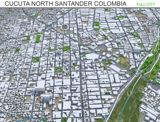 Cucuta North Santander city Colombia 20km 3D Model .c4d .max .obj .3ds .fbx .stl .blend 