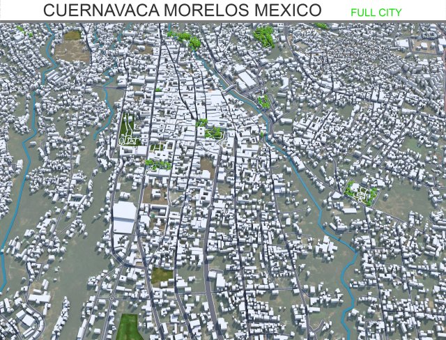 Cuernavaca city Morelos Mexico 30km 3D 모델 .c4d .max .obj .3ds .fbx .stl .blend 