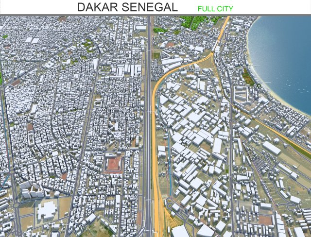 Dakar city Senegal 20km Modelo 3D .c4d .max .obj .3ds .fbx .stl .blend 