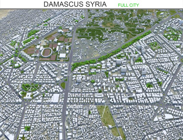 Damascus city Syria 40km 3D 모델 .c4d .max .obj .3ds .fbx .stl .blend 