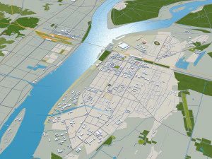 Dandong city Liaoning China 35km 3D Model