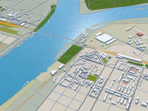 Dandong city Liaoning China 35km 3D Model
