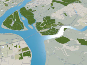 Dandong city Liaoning China 35km 3D Model