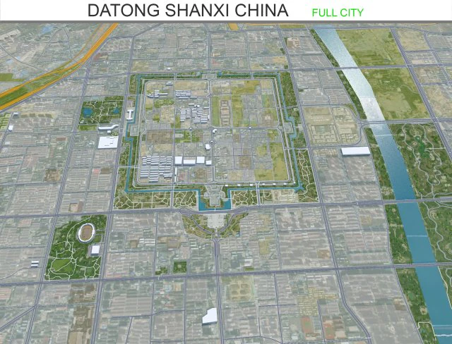 Datong city Shanxi China 50km 3D Model .c4d .max .obj .3ds .fbx .stl .blend 
