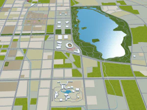 Datong city Shanxi China 50km 3D Model