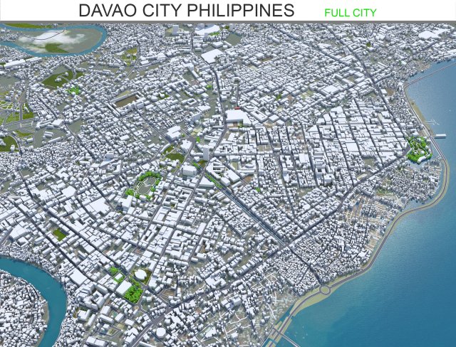Davao City Philippines 40km 3D Model .c4d .max .obj .3ds .fbx .stl .blend 
