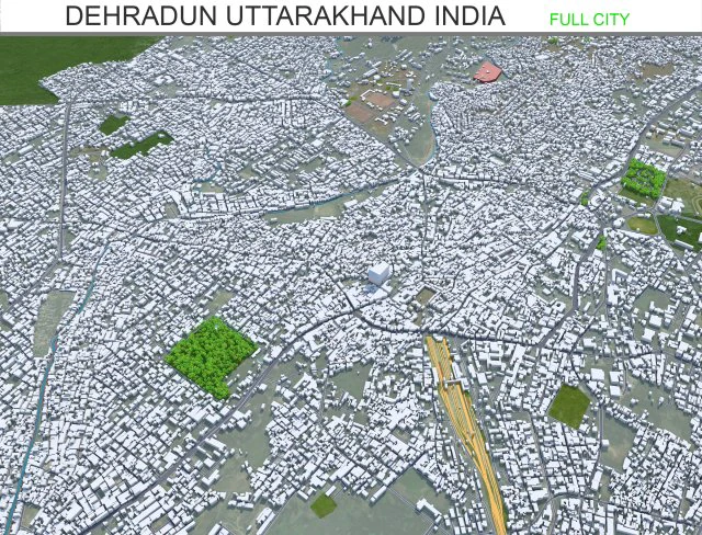 Dehradun city Uttarakhand India 30km 3D Model .c4d .max .obj .3ds .fbx .stl .blend 