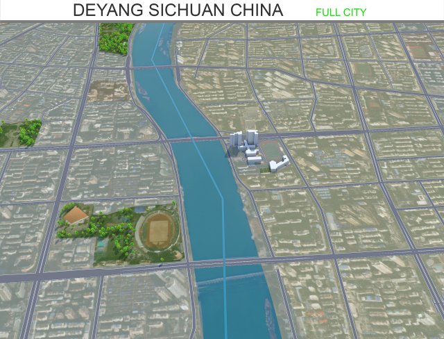 Deyang city Sichuan China 20km 3D मॉडल .c4d .max .obj .3ds .fbx .stl .blend 