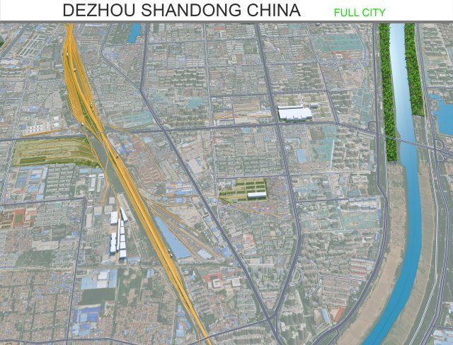 Dezhou city Shandong China 25km Modèle 3D .c4d .max .obj .3ds .fbx .stl .blend 