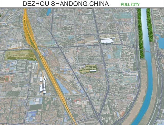 Dezhou city Shandong China 25km 3D Model .c4d .max .obj .3ds .fbx .stl .blend 
