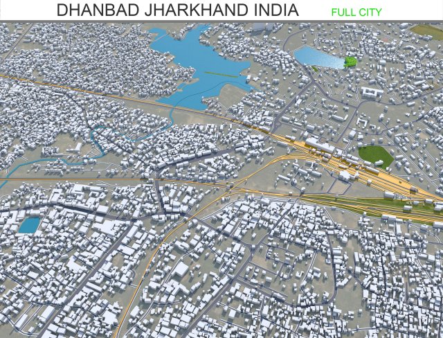 धनबाद शहर झारखंड भारत 25 किमी 3D मॉडल .c4d .max .obj .3ds .fbx .stl .blend 