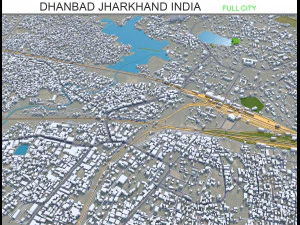 Dhanbad şehri Jharkhand Hindistan 25km 3D Model