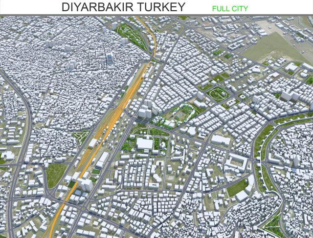 Diyarbakr city Turkey 25km 3D Model .c4d .max .obj .3ds .fbx .stl .blend 
