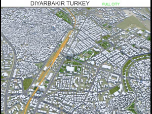 Cidade de Diyarbakir Turquia 25 km Modelo 3D