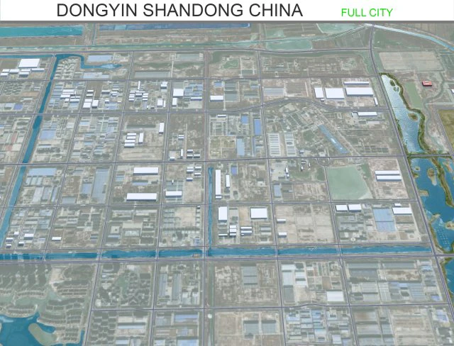 Dongyin city Shandong China 80km 3D Model .c4d .max .obj .3ds .fbx .stl .blend