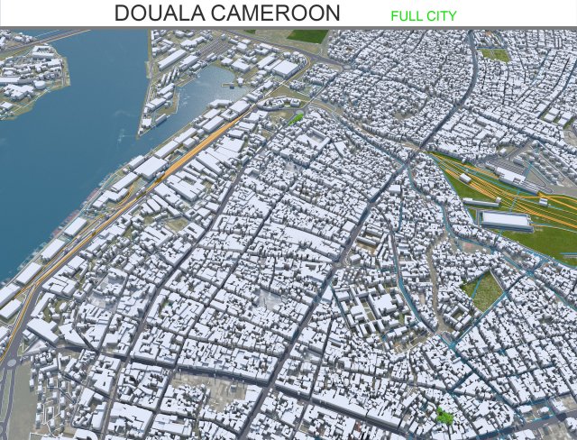 Douala city Cameroon 30km Model 3D .c4d .max .obj .3ds .fbx .stl .blend 