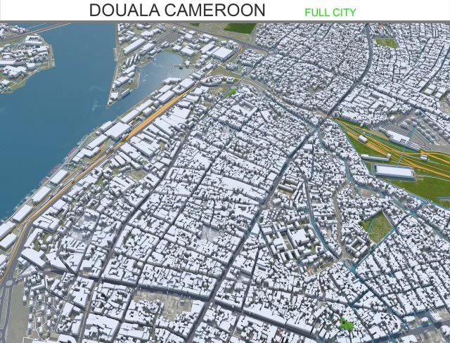 Douala city Cameroon 30km 3D Model .c4d .max .obj .3ds .fbx .stl .blend
