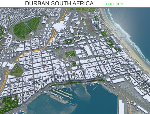Durban city South Africa 30km Modelo 3D .c4d .max .obj .3ds .fbx .stl .blend 