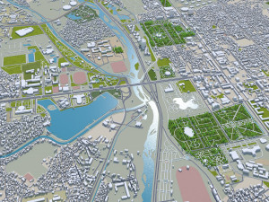 Dushanbe city Tajikistan 25km 3D Model