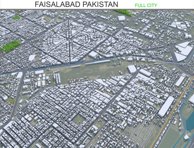 Faisalabad city Pakistan 45km 3D 모델 .c4d .max .obj .3ds .fbx .stl .blend 