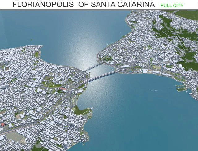 Florianopolis city State of Santa Catarina Brazil 60km 3D Model .c4d .max .obj .3ds .fbx .stl .blend 