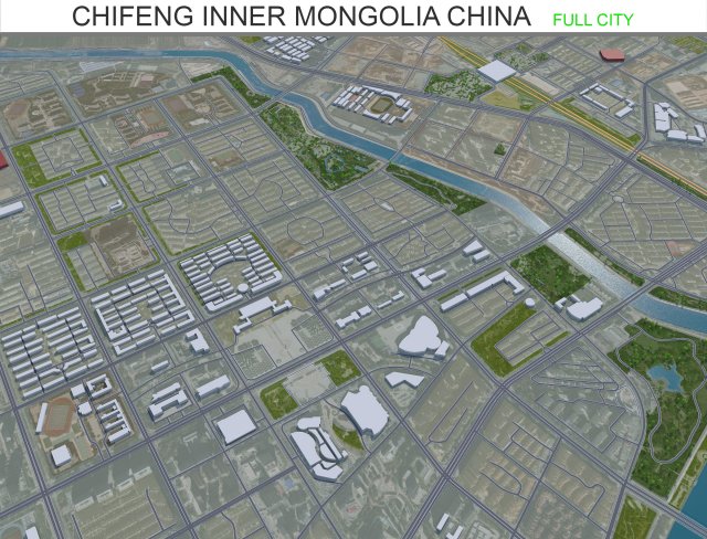 Chifeng Inner city Mongolia China 35km Modelo 3D .c4d .max .obj .3ds .fbx .stl .blend 