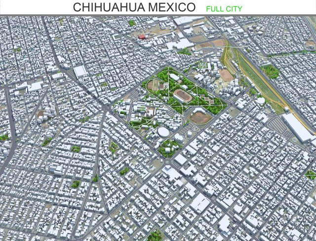 Chihuahua city Mexico 30km 3D Model .c4d .max .obj .3ds .fbx .stl .blend 