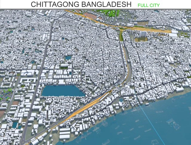 Chittagong city Bangladesh 30km 3D Model .c4d .max .obj .3ds .fbx .stl .blend 