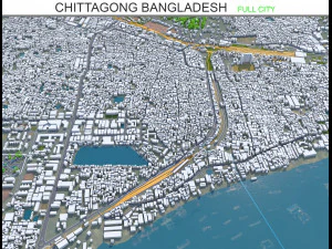 Città di Chittagong Bangladesh 30 km Modello 3D