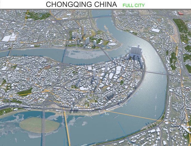 Chongqing city China 50km Modelo 3D .c4d .max .obj .3ds .fbx .stl .blend 