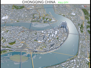 Chongqing city China 50km 3D Model