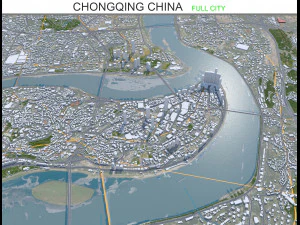 Chongqing şehri &Ccedil;in 50km 3D Model