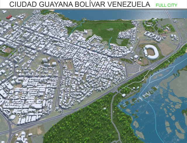 Ciudad Guayana city Bolvar Venezuela 30km Model 3D .c4d .max .obj .3ds .fbx .stl .blend 