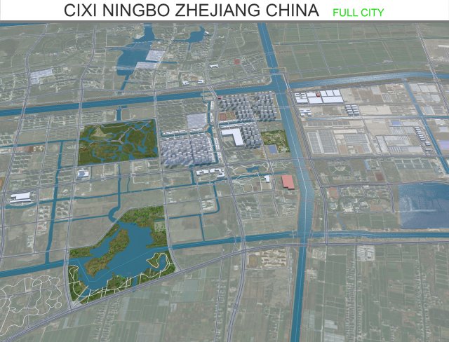 Cixi Ningbo city Zhejiang China 70km 3D Model .c4d .max .obj .3ds .fbx .stl .blend 