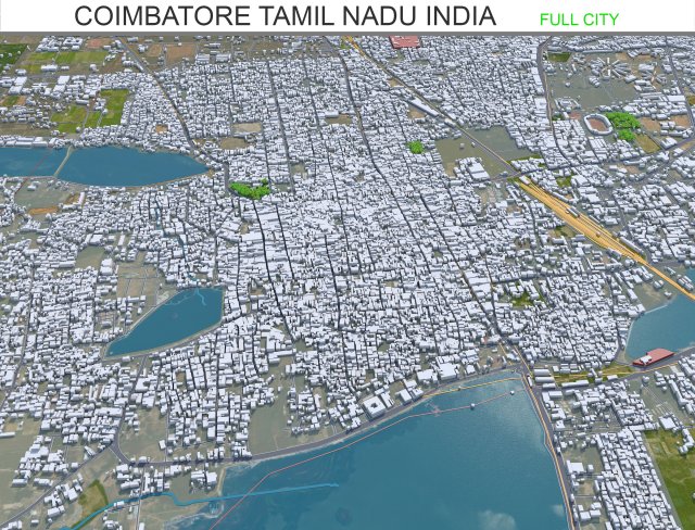 Coimbatore city Tamil Nadu India 30km Modelo 3D .c4d .max .obj .3ds .fbx .stl .blend 