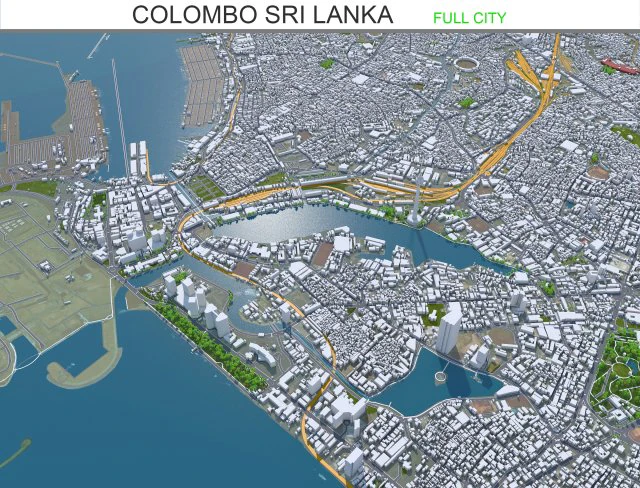 Colombo city Sri Lanka 20km 3D Model .c4d .max .obj .3ds .fbx .stl .blend 