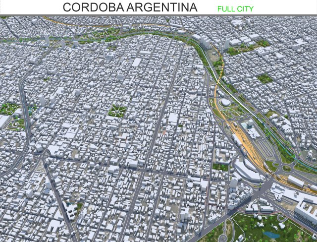 Cordoba city Argentina 35km Modelo 3D .c4d .max .obj .3ds .fbx .stl .blend 