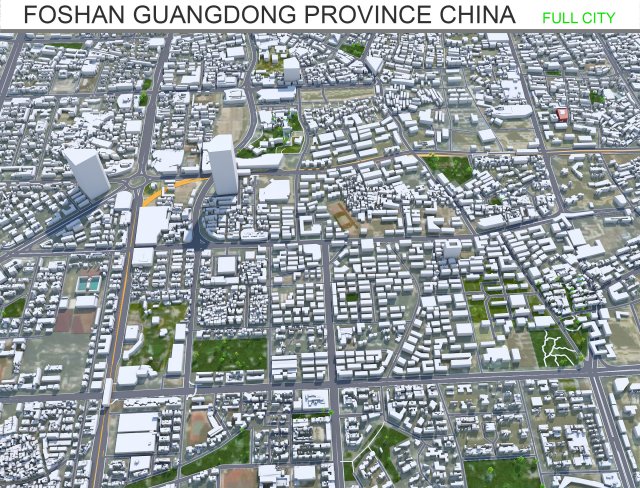 Foshan Guangdong city Province China 55km Modello 3D .c4d .max .obj .3ds .fbx .stl .blend 