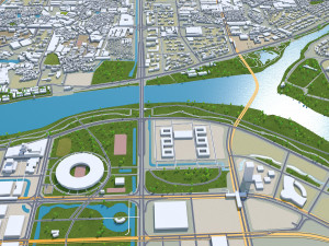 Foshan Guangdong city Province China 55km Modello 3D