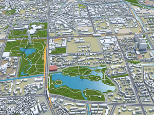 Foshan Guangdong city Province China 55km Modello 3D