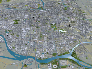 Foshan Guangdong city Province China 55km Modello 3D