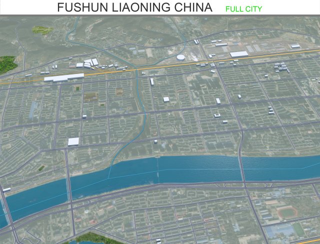 Fushun city Liaoning China 55km 3D मॉडल .c4d .max .obj .3ds .fbx .stl .blend 